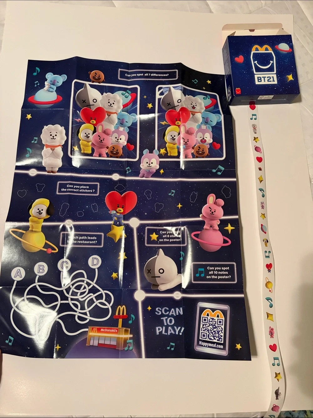 BT21 Happy Meal Toy - Poster and Activity Mat and Stickers